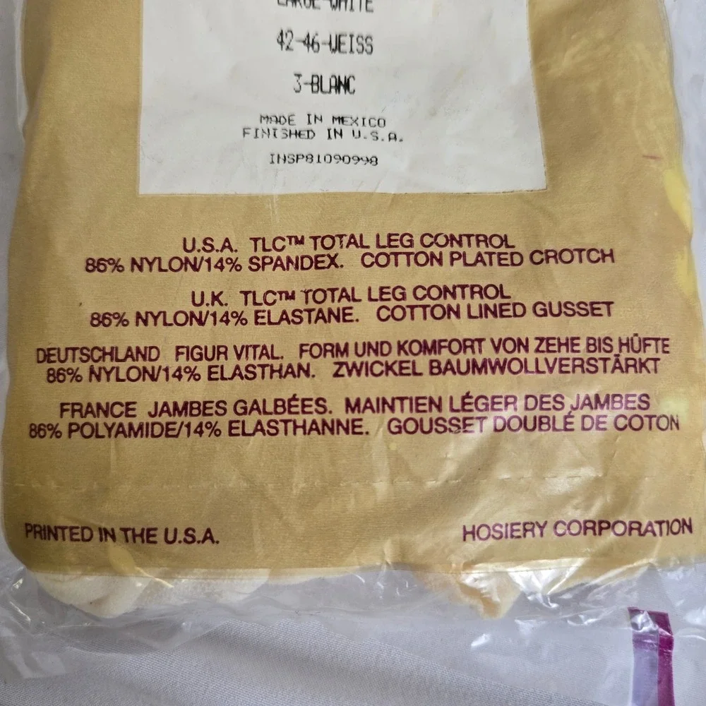Silkies TLC Support Pantyhose Lot of‎ 6 Vintage, Nylon Spandex, White Large, New